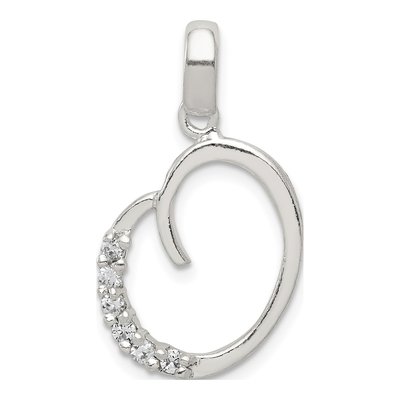 Sterling Silver CZ Letter O Pendant