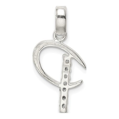Sterling Silver CZ Letter P Pendant – view 4
