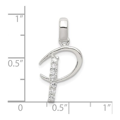 Sterling Silver CZ Letter P Pendant – view 5