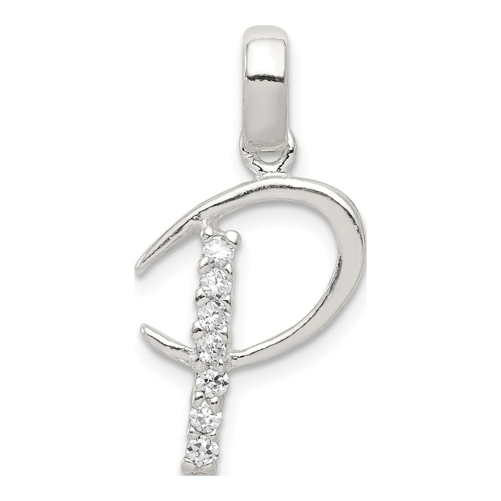 Sterling Silver CZ Letter P Pendant