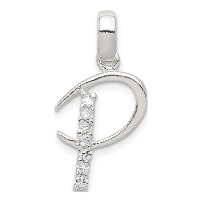 Sterling Silver CZ Letter P Pendant
