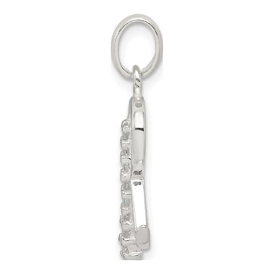 Sterling Silver CZ Letter R Pendant – view 3