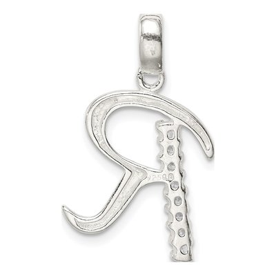 Sterling Silver CZ Letter R Pendant – view 4