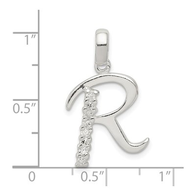 Sterling Silver CZ Letter R Pendant – view 5