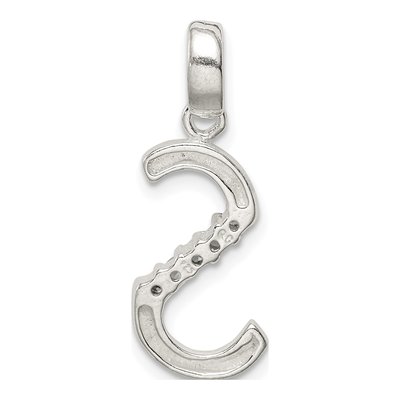 Sterling Silver CZ Letter S Pendant – view 3