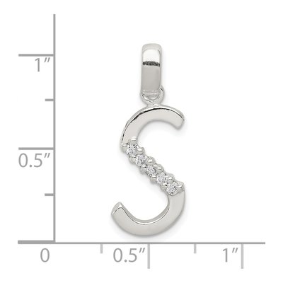 Sterling Silver CZ Letter S Pendant – view 4