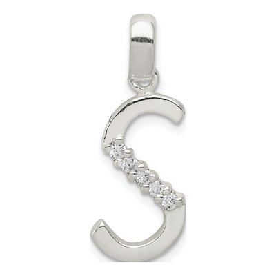 Sterling Silver CZ Letter S Pendant