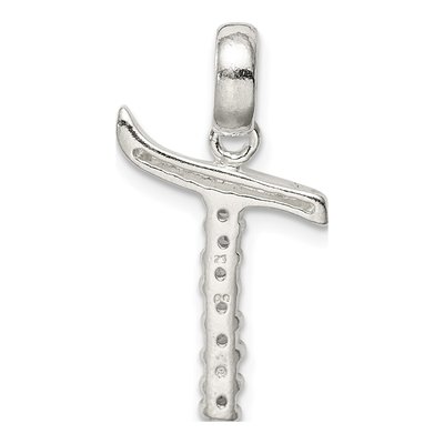 Sterling Silver CZ Letter T Pendant – view 4