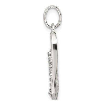 Sterling Silver CZ Letter V Pendant – view 2