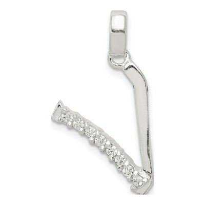 Sterling Silver CZ Letter V Pendant