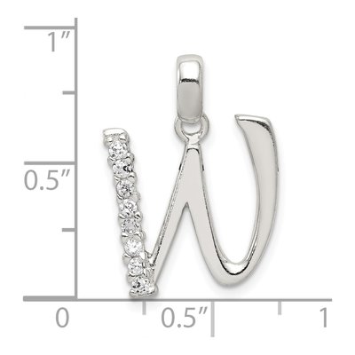 Sterling Silver CZ Letter W Pendant – view 5