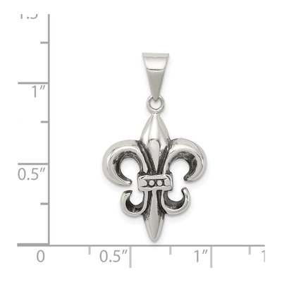 Sterling Silver Antiqued Fleur de Lis Pendant – view 4