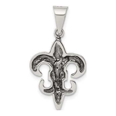Sterling Silver Antiqued Fleur de Lis Pendant – view 5