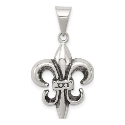 Sterling Silver Antiqued Fleur de Lis Pendant