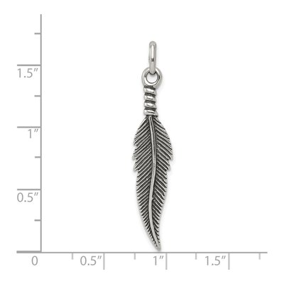 Sterling Silver Antiqued Feather Pendant – view 4