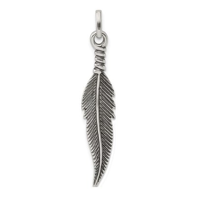 Sterling Silver Antiqued Feather Pendant – view 5