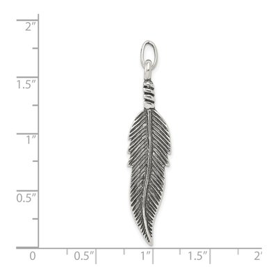 Sterling Silver Antiqued Feather Pendant – view 4