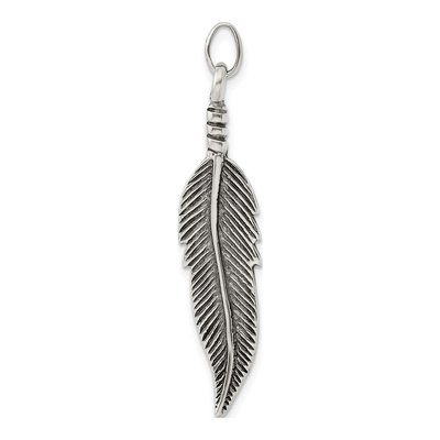 Sterling Silver Antiqued Feather Pendant – view 5
