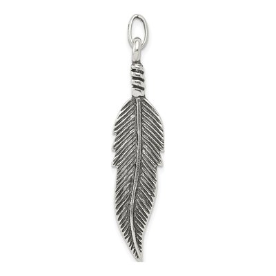 Sterling Silver Antiqued Feather Pendant