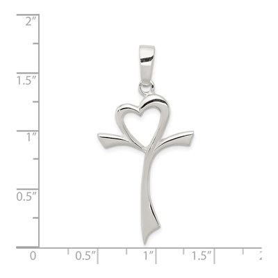 Sterling Silver Heart Cross Pendant – view 4