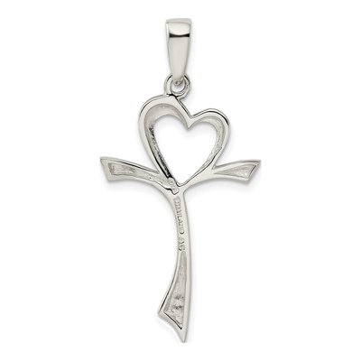 Sterling Silver Heart Cross Pendant – view 5