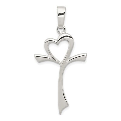 Sterling Silver Heart Cross Pendant