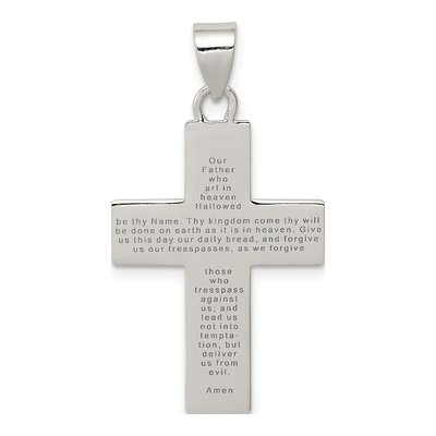 Sterling Silver Lord's Prayer Cross Pendant – view 4