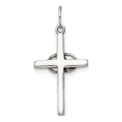 Sterling Silver Antiqued Wedding Cross Charm – view 5