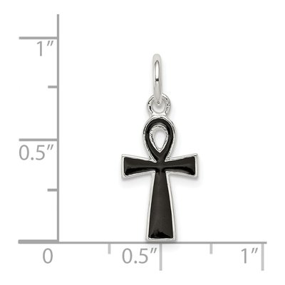 Sterling Silver Black Enamel Cross Pendant – view 4
