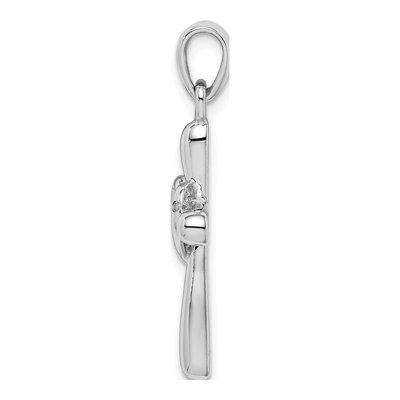 Sterling Silver CZ Heart Cross Pendant – view 3