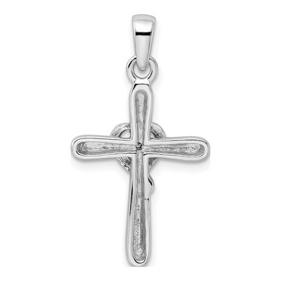 Sterling Silver CZ Heart Cross Pendant – view 4