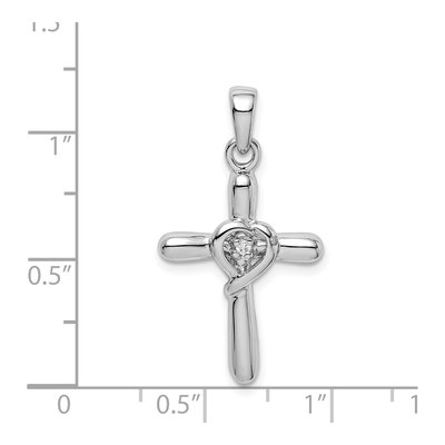 Sterling Silver CZ Heart Cross Pendant – view 5