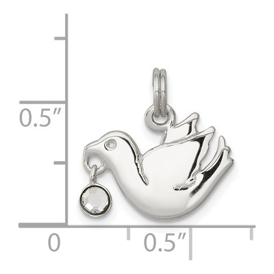 Sterling Silver CZ Dove Charm Pendant – view 3
