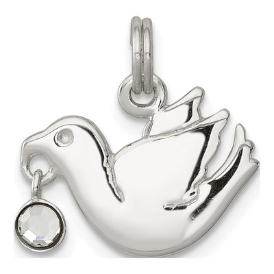 Sterling Silver CZ Dove Pendant