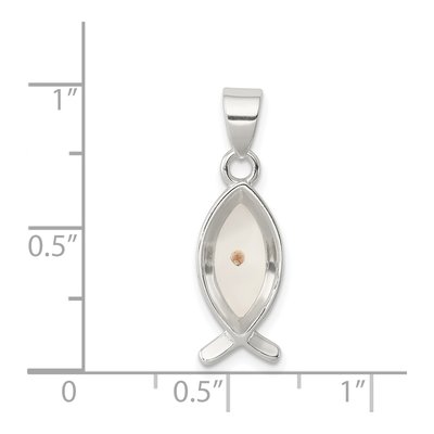 Sterling Silver Mustard Seed Ichthus Fish Pendant – view 4