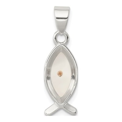 Sterling Silver Mustard Seed Ichthus Fish Pendant