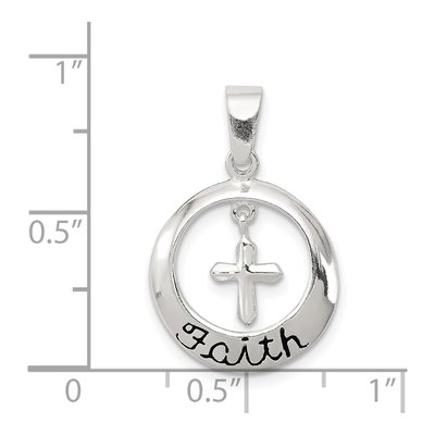 Sterling Silver Antiqued Faith Cross Pendant – view 4