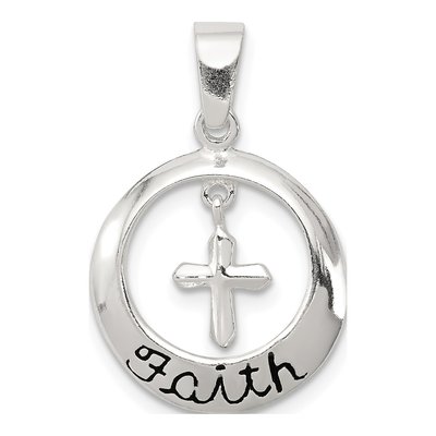 Sterling Silver Antiqued Faith Cross Pendant