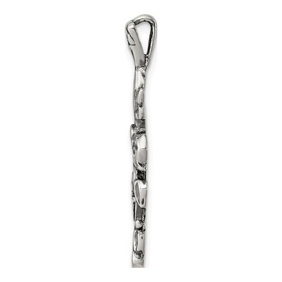 Sterling Silver Antiqued Flowered Cross Pendant – view 3
