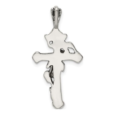 Sterling Silver Antiqued Flowered Cross Pendant – view 5