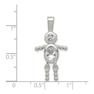Sterling Silver April Birthstone Boy Pendant – view 4