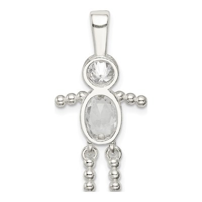Sterling Silver April Birthstone Boy Pendant – view 5