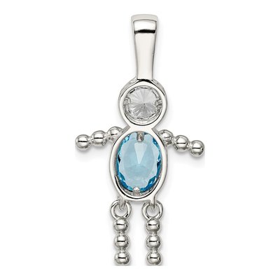 Sterling Silver December Boy Birthstone Pendant – view 5