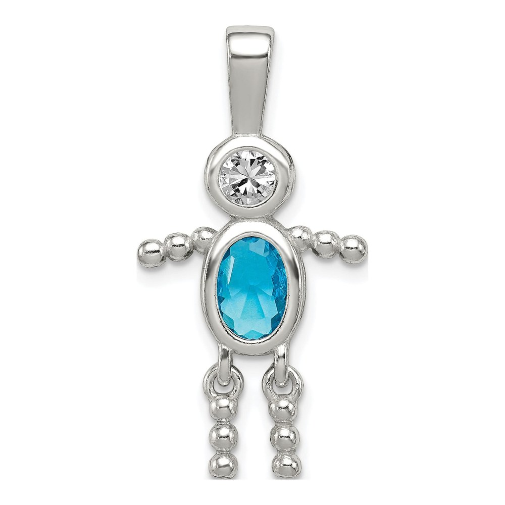 Sterling Silver December Boy Birthstone Pendant
