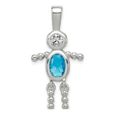 Sterling Silver December Boy Birthstone Pendant