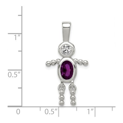 Sterling Silver February Birthstone Boy Pendant – view 4