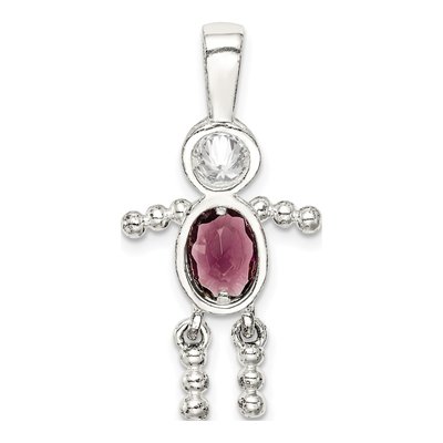 Sterling Silver February Birthstone Boy Pendant – view 5