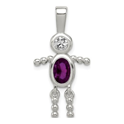 Sterling Silver February Birthstone Boy Pendant