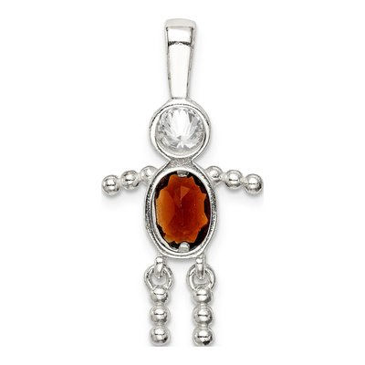 Sterling Silver January Birthstone Boy Pendant – view 5