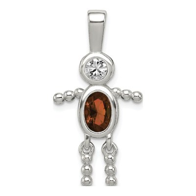 Sterling Silver January Birthstone Boy Pendant